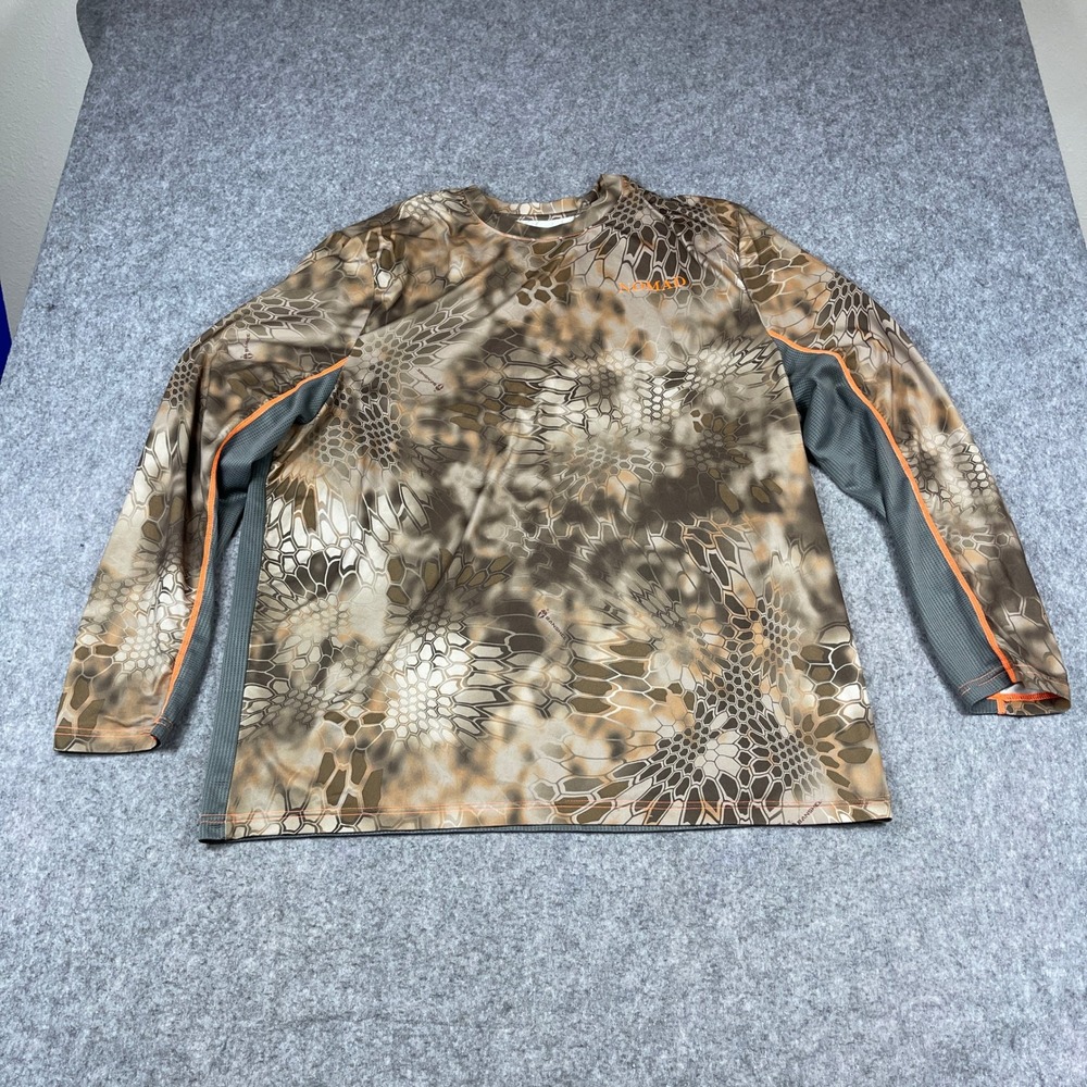 Nomad Banshee Camo Long Sleeve Performance Shirt Mens Brown Mesh Back Hunting L